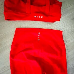WILO Red Sports Bra and Leggings Set Size M